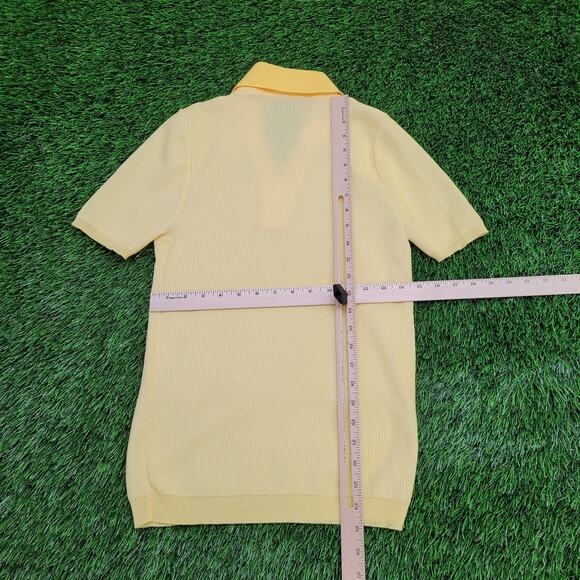 Vintage 80s MOD Pullover Sweater XS/S 15x25 Yellow Ribbed - Picture 6 of 9
